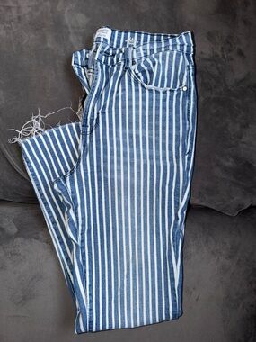 Striped Blue & White Women’s Jeans